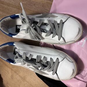 Golden Goose White and Blue Sneakers